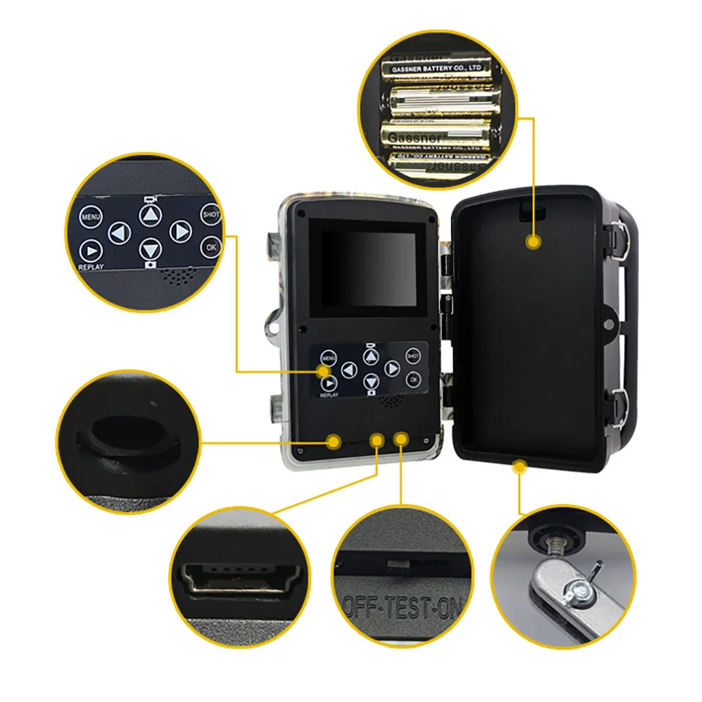 Trail camera 1080P HD широкоугольная охотничья камера IP66 Водонепроницаемая камера для наблюдения за дикой природой камера ночного видения фото ловушки для животных camara z0813