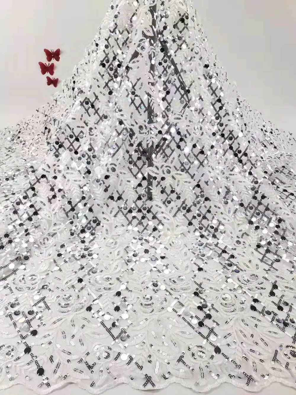 2019 African  french Laces cord lace cotton lace Nigerian 3D Guipure  High-quality  African French Net Lace Fabric (11)