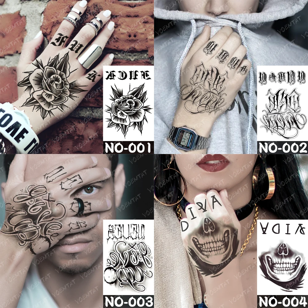 Waterproof Temporary Tattoo Sticker Old School Rose Fake Tatto Flash Tatoo Hand Arm Black Castle Tato body art for Women Men