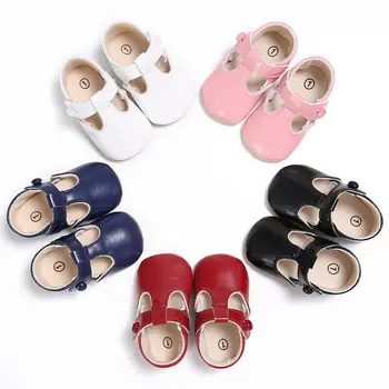 

0-18M Baby Girl Anti-slip PU Crib Bow Sneakers Newborn Shoes Soft Sole Prewalker