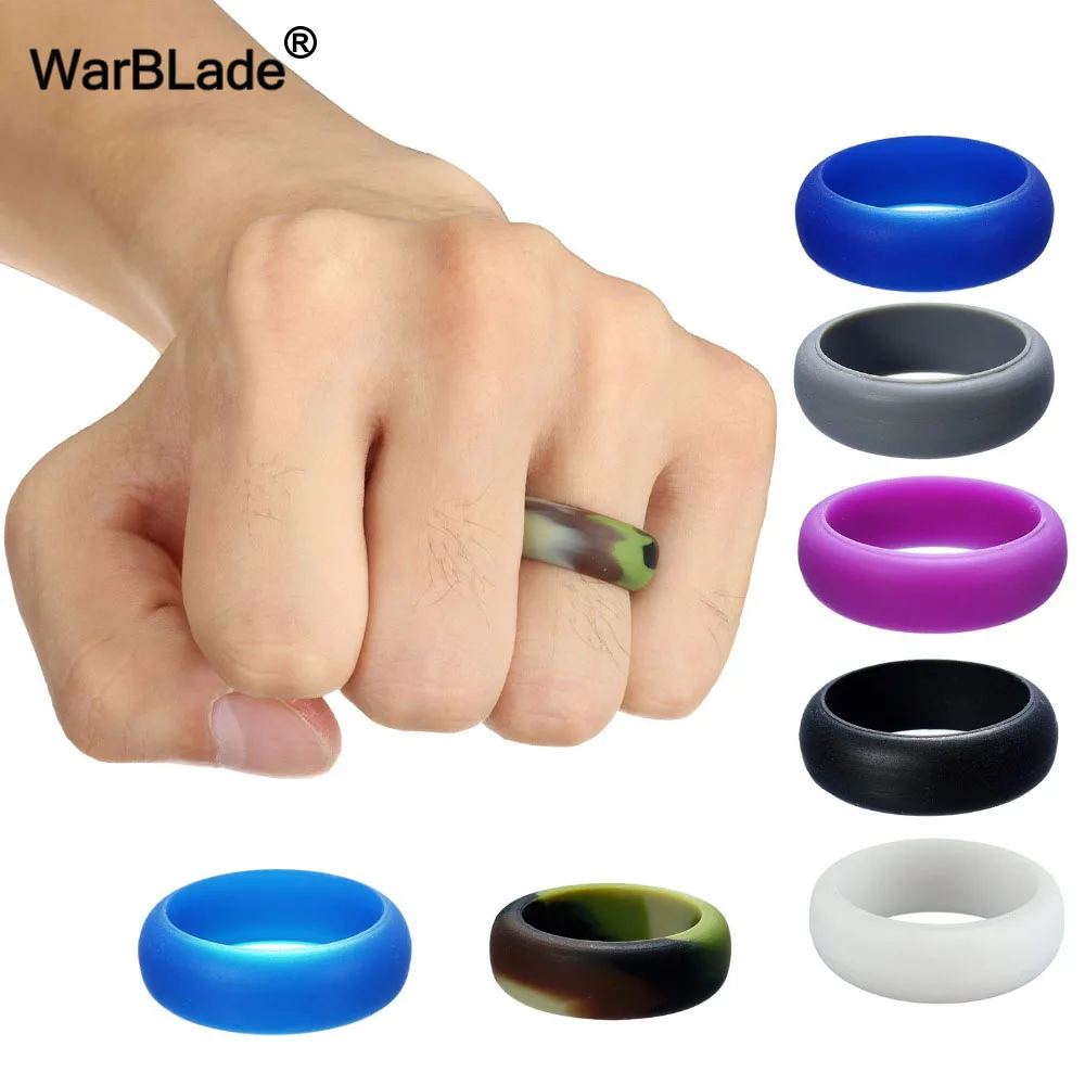 WarBLade Men 8mm Silicone Rings Hypoallergenic Flexible Sports Antibacterial Wedding Rubber Bands Women Silicone Finger Ring 2