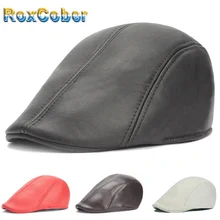 RoxCober кожаная плоская кепка Мужская Женская весенне-зимняя шляпа в стиле Гэтсби твердые береты кепка газетчика Boina модные гольф шапки-береты