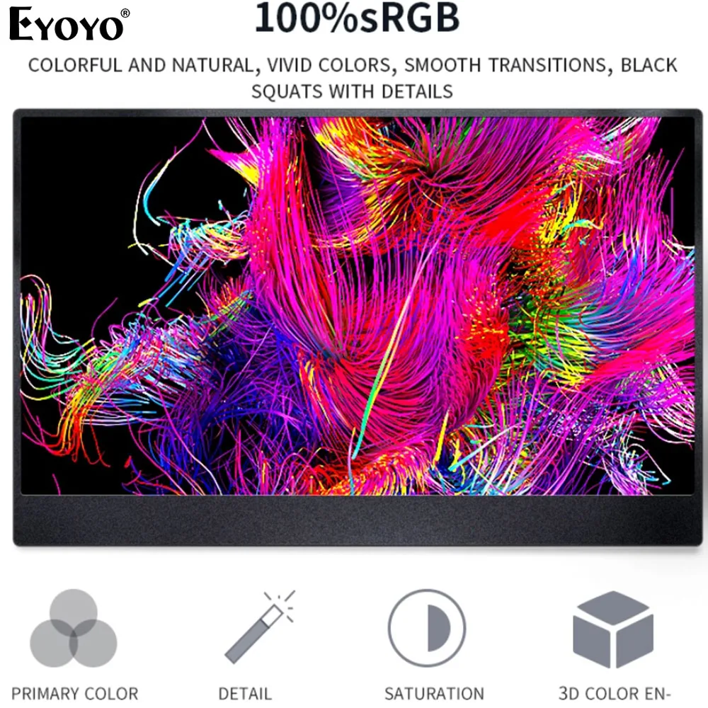 EYOYO EM12T тонкий 12 5 &quotIPS портативный DP монитор игровой дисплей 4K 3840x2160 USB C HDMI