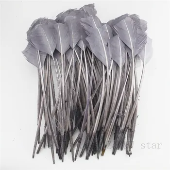 

Wholesale 25-30CM (10-12 Inch) Turkey Nest Lin Feather Tear Round Dyed Dark Gray 50-100PCS DIY Jewelry Gardenia Feather