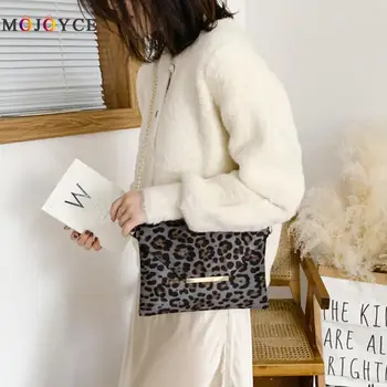 

Fashion Leopard Crossbody Bags Women Retro Suede Envelope Bag Ladies Chain Handbag torebki damskie
