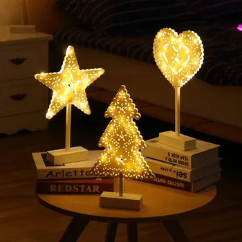 

LED Night Light Creative Heart Star Tree Shape Grass Rattan Woven Battery Power 3D Table Night Lamp Gift Party Decoration Lights