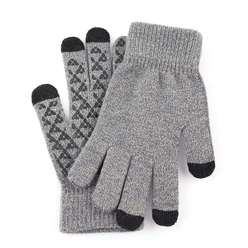 gray 2 Simple Design Winter Warm Gloves Touch Screen Sensory Gloves For Women Man Full Finger Windproof Mittens eldiven guantes - Цвет: gray 2