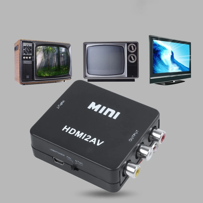 Акция-MINI HDMI на 3RCA CVBS композитный видео AV конвертер адаптер ТВ VHS VCR DVD черный