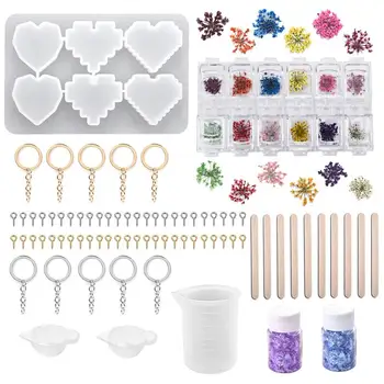 

Silicone Resin Casting Mold Tool Kits DIY Jewelry Pendant Making Mould Heart Epoxy Resin Silicone Set Jewelry Making Keychain