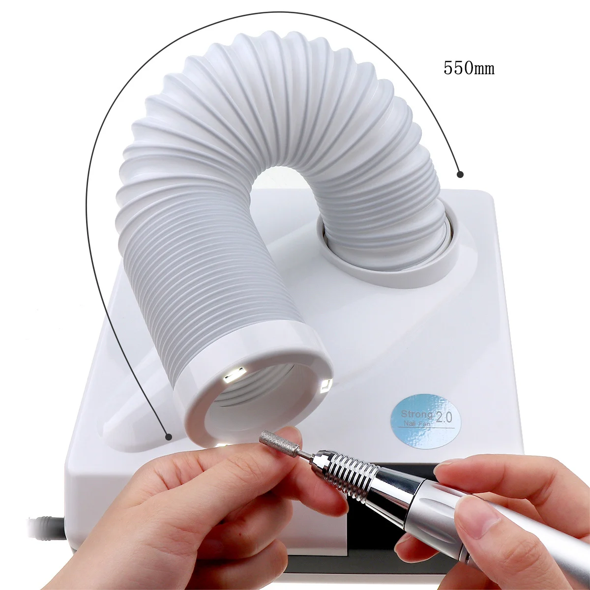 60 Вт 24000 об/мин Мощный сборщик пыли для ногтей выдвижной локоть дизайн ногтей мощный вентилятор всасывающий пылесос маникюрный аппарат 3 светодиода