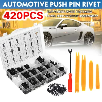 

420PCS Car Body Trim Clips Retainer Bumper Plastic Rivets Screws Panel Push Fastener Assembly Expansion Removal Set Tool For Car