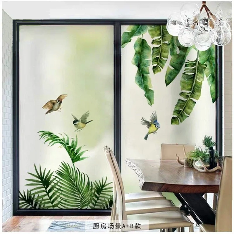 Flowers And Birds Pattern Window Film Static Cling Dropshipping Vinyl