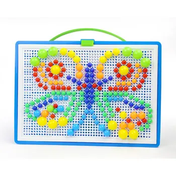 

296pcs Grain Mushroom Nail Beads Intelligent 3D Puzzle Games Jigsaw Board for Children Kids Educational Toys