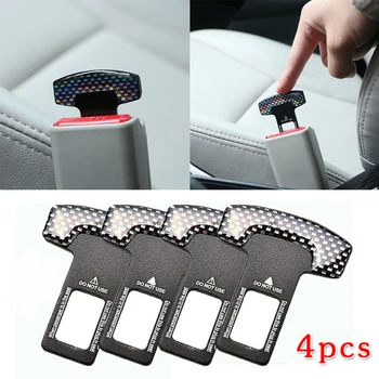 

4pcs Seat Belt Buckle Universal Car Stopper Clip Carbon Fiber Interior