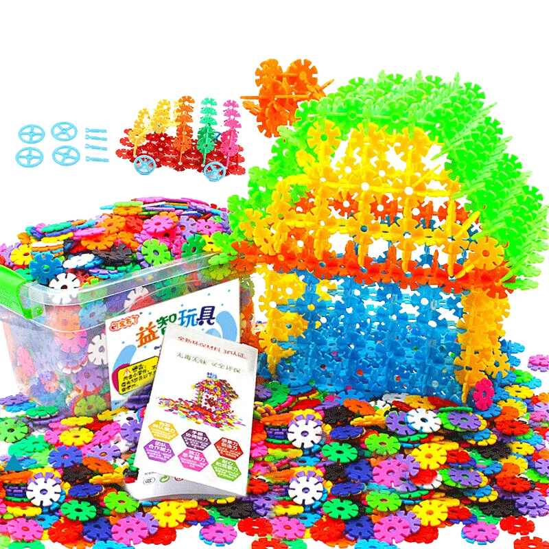 300 шт./лот, пластиковая Снежинка, соединяющиеся блоки, строительные и строительные игрушки, детские 3D головоломки, детский сад, детская игра, игрушка