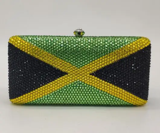 Бутик De FGG страны Национальный флаг Женская Хрустальная вечерняя сумка металлический чехол Minaudiere сумки и кошельки женские вечерние сумки - Цвет: Jamaica