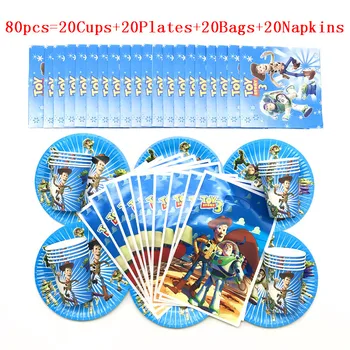 

Disney Toy Story Theme Party supplies Favors Set Plates Cups Gift Bags Napkins Children's Happy Birthday Party Decoration Kids