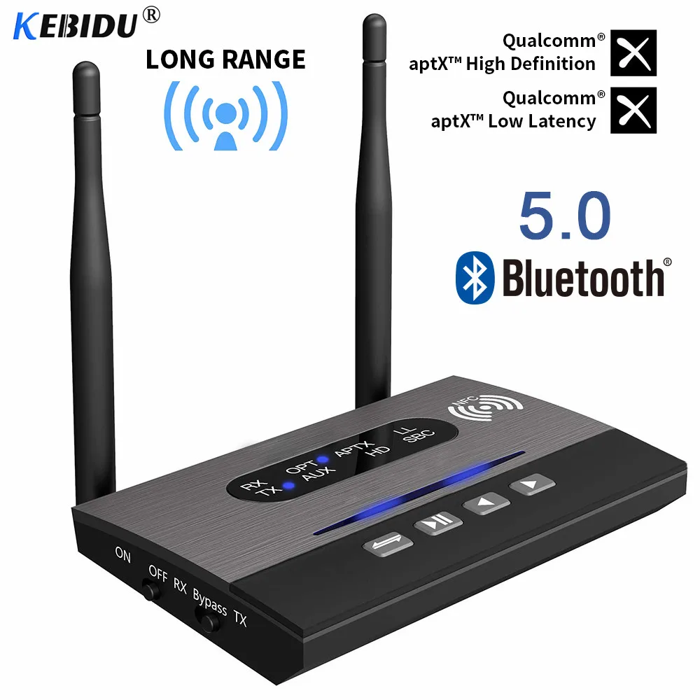 Kebidu B22 3 в 1 Bluetooth 5,0 передатчик приемник NFC аудио адаптер AptX-LL HD оптический 3,5 мм RCA AUX для ТВ/домашней стерео