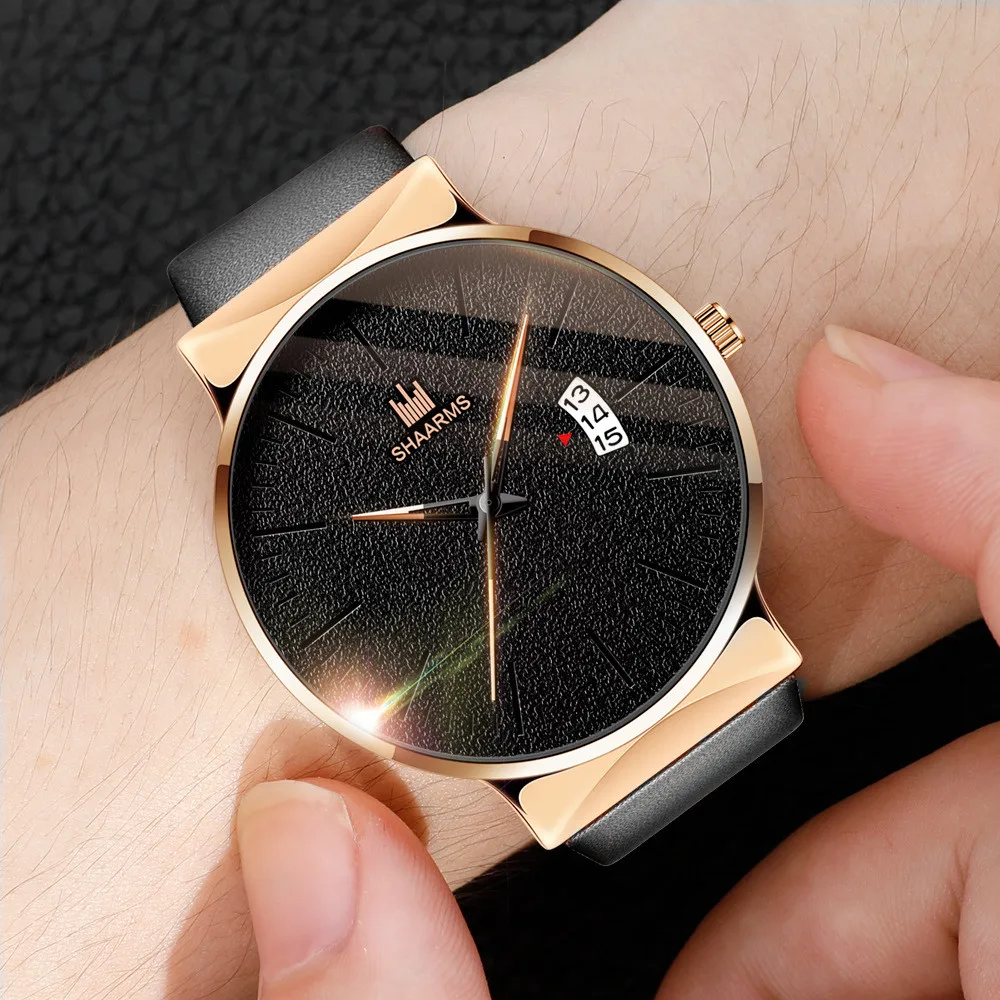 SHAARMS orologi da polso al quarzo da uomo orologio da uomo di lusso  cinturino in pelle 2020 con calendario moda orologi Casual per uomo Reloj  Hombre|Quartz Watches| - AliExpress