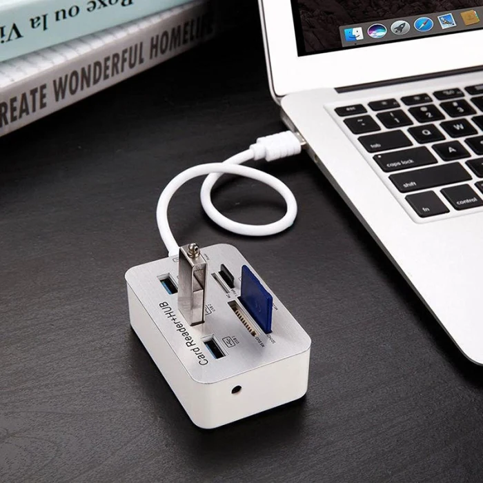3 порта USB Multi-In-1 концентратор MS SD M2 TF считыватель карт памяти Алюминиевый адаптер NC99
