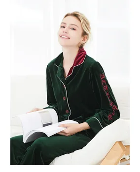 

Autumn Spring Fleece Women Pajamas Mujer Sleepwear Lady Nightgown Home Clothes Sleep Sets Domir Tops Christmas Gift For Ladies