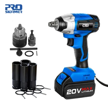 

20V Brushless Impact Cordless Wrench Portable Tool Bag 1/2 Electric Drill Chuck 4000 mAh Lithium battery Power tools PROSTORMER
