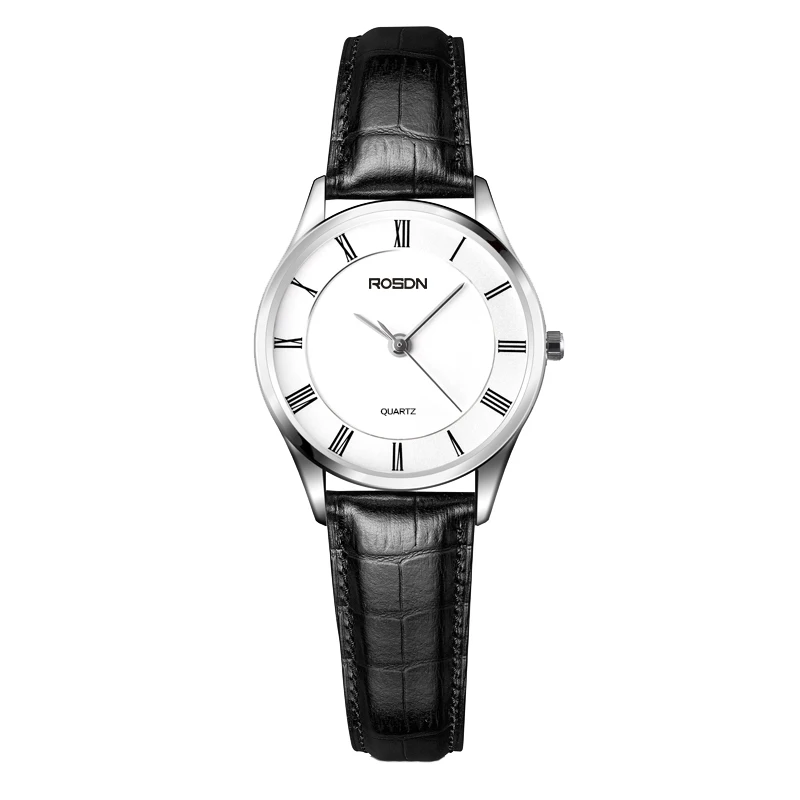 Роскошный бренд ROSDN пара японские кварцевые часы движение женские часы 7 мм ультра-тонкие часы водонепроницаемые кожаные часы R3212W