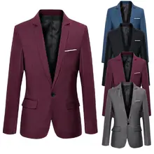 Chaqueta informal ajustada para hombre, Blazer Formal con un solo botón, abrigo, Tops