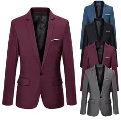 худи Men's Casual Slim Fit Formal Single Button Suit Blazer Coat Jacket Tops
