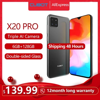 Cubot X20 Pro 6GB+128GB AI Mode Triple Camera Smartphone 6.3" FHD+Waterdrop Screen Android 9.0 Face ID Cellura Helio P60 4000mAh