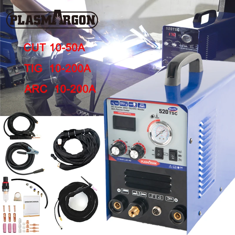 US $329.04 Plasma Cutter 3 in 1 SemiAutomatic 110V 220V Inverter Argon Arc Welder Tig Welding Machine