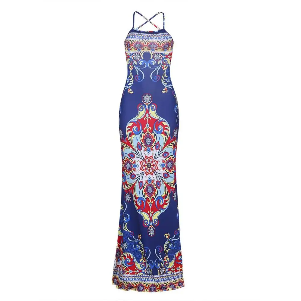 Blue Fadzeco Дашики последние африканские платья женские модные африканские цветочные печатные восковые платья вечерние платья без рукавов - Цвет: Blue
