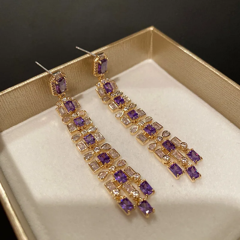 

Transparent Crystal Pendant Hanging Earring for Women Bohemia Trendy Geometric Square Drop Dangle Earrings Wedding Jewelry