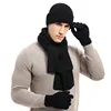 3 piece set of  winter warm men's knitted wool beanie hat scarf gloves set 2022 men's daily leisure ski camping fishing warm set ► Photo 1/6