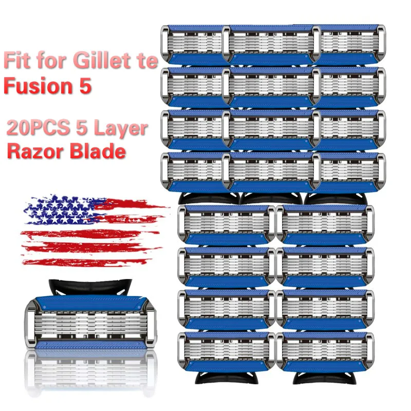 

Men's Shaver Razor Blade Machine for Shaving Blade for Gillet te Fusion 5 Layer Stainless Steel Straight Razor 20pcs/lot
