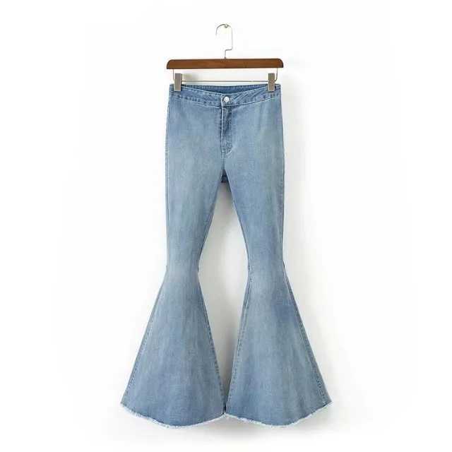 Высокая талия, Стрейчевые женские расклешенные джинсы для женщин в стиле бойфренд, потертые джинсы для мам, джинсы размера плюс, черные, широкие, обтягивающие джинсы для женщин - Цвет: Light Blue