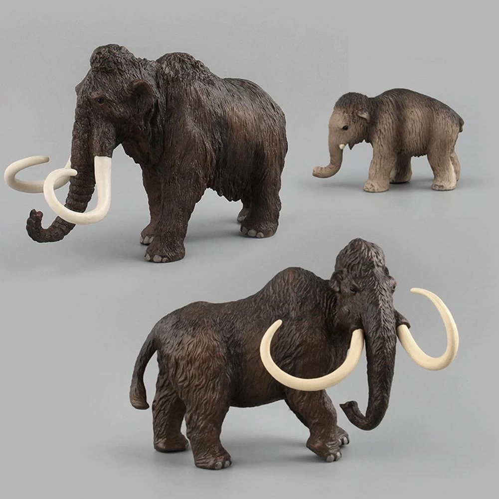 3Pcs Durable Decoration Craft Animal Mammoth Figurine Detailed Texture Anti-scratch Realistic Mammoth Doll Toy Kit brinquedo wwe toys