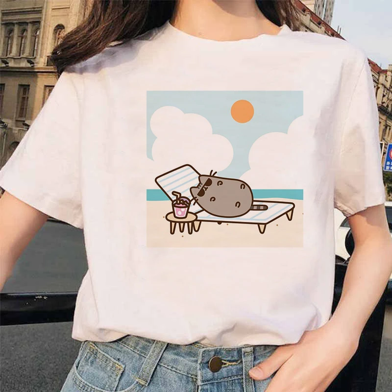 3160 Ullzang милые футболки с котом 90s для женщин Harajuku Забавный мультфильм Kawaii футболка графическая Корейская Футболка Модные женские футболки - Цвет: 3160