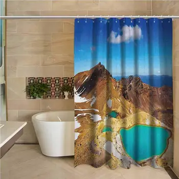 

New Zealand 3D Printed Shower Curtain Tongariro National Park Emerald Lakes and Mountains Natural Tourist Attractions Hotel