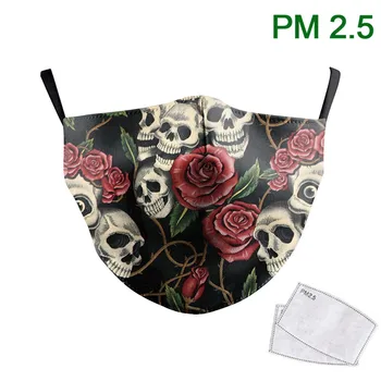 

Classic Rose Skull Print Face Mask For Women Washable Fabric Masks Reusable PM 2.5 Protective Dust Mouth-Muffle Half Face