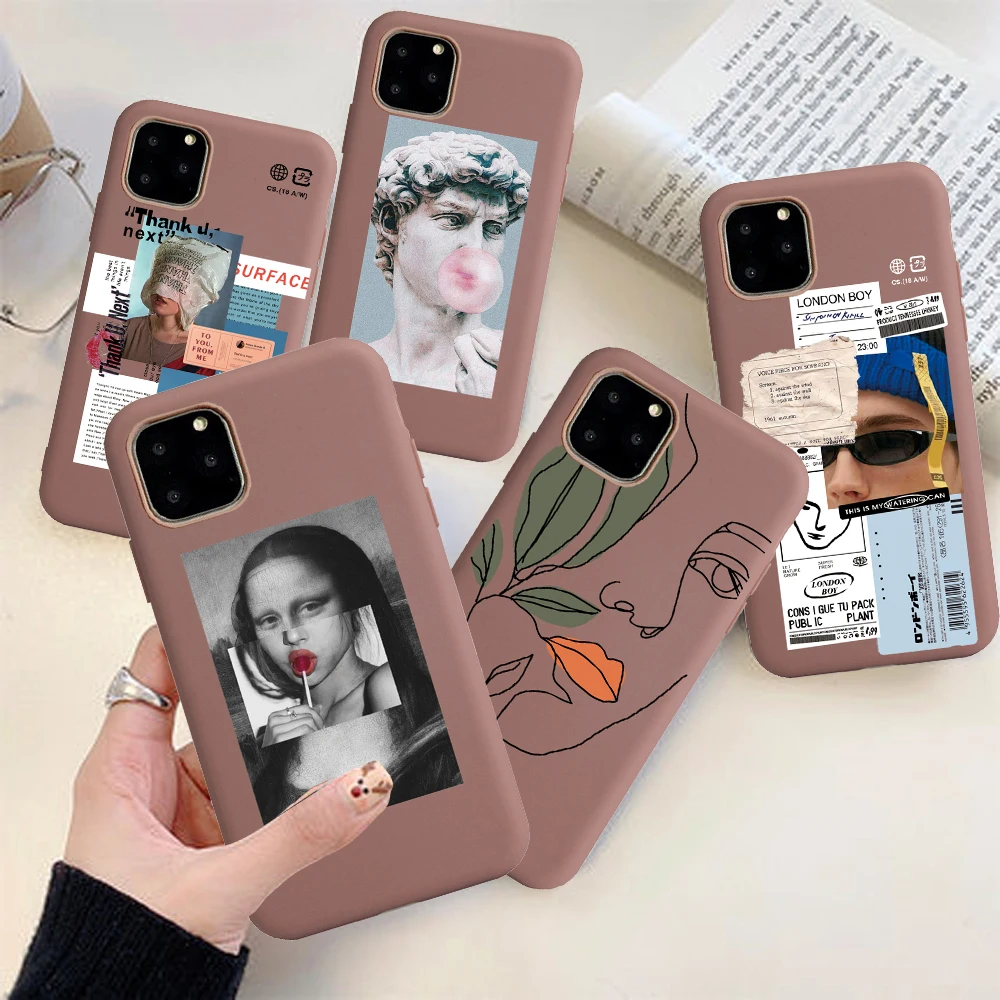Чехол для iphone 11 Pro Max мягкий ТПУ чехол телефона с принтом Моны Лизы Дэвида Apple iPhone 12
