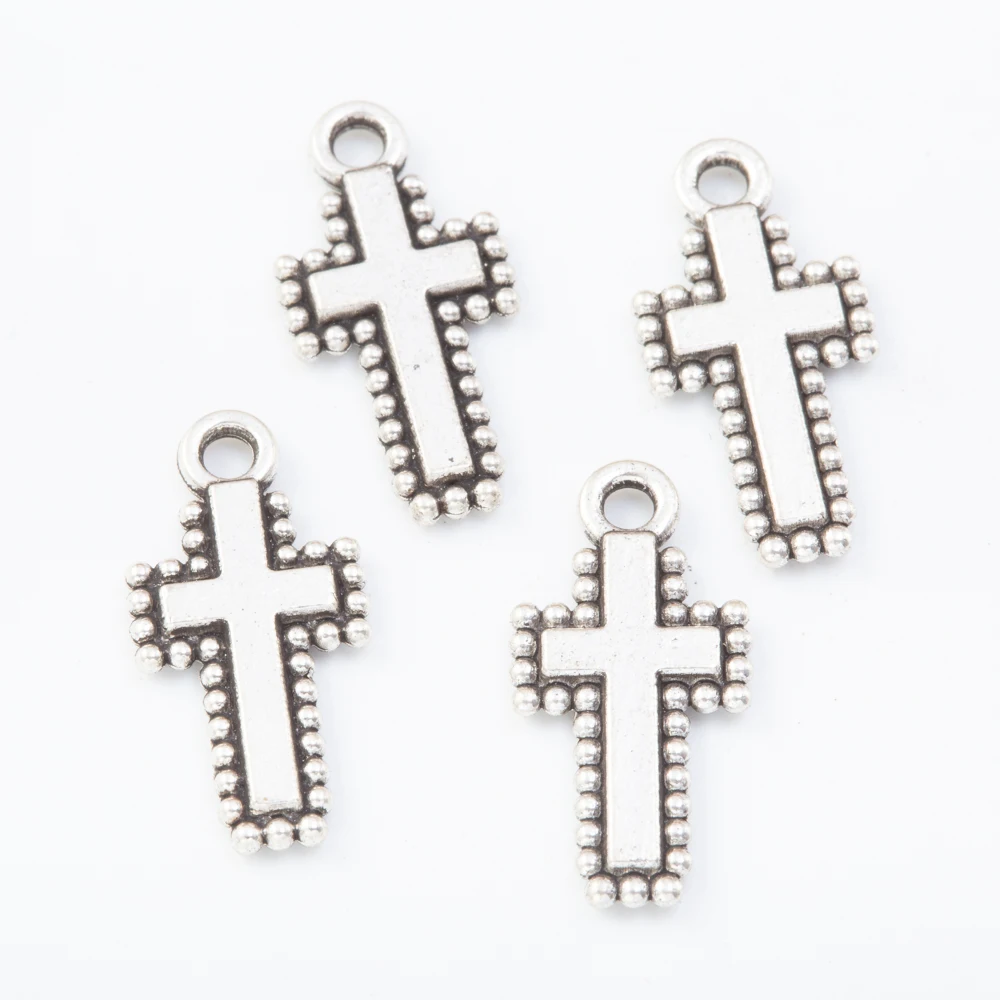 40pcs 12*19mm Metal Cross Charms Pendants for Necklaces Bracelets