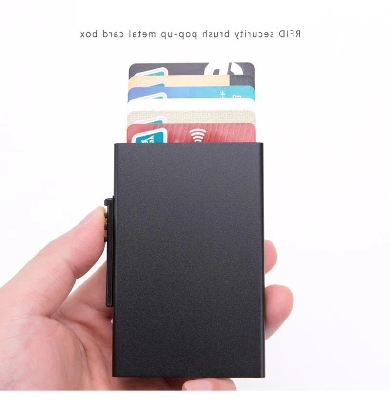 Мужской алюминиевый кошелек держатель для ID карт RFID Блокировка Мини Тонкий