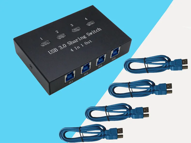 IT-well USB3.0 Переключатель Селектор 4 компьютеры обмен 1 USB 3,0 периферийный коммутатор коробка концентратор для мыши Клавиатура Сканер Принтер