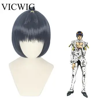 

VICWIG Anime Cosplay Wig JoJo's Bizarre Adventure Natural Black Synthetic Hair Cos Bruno Bucciarati