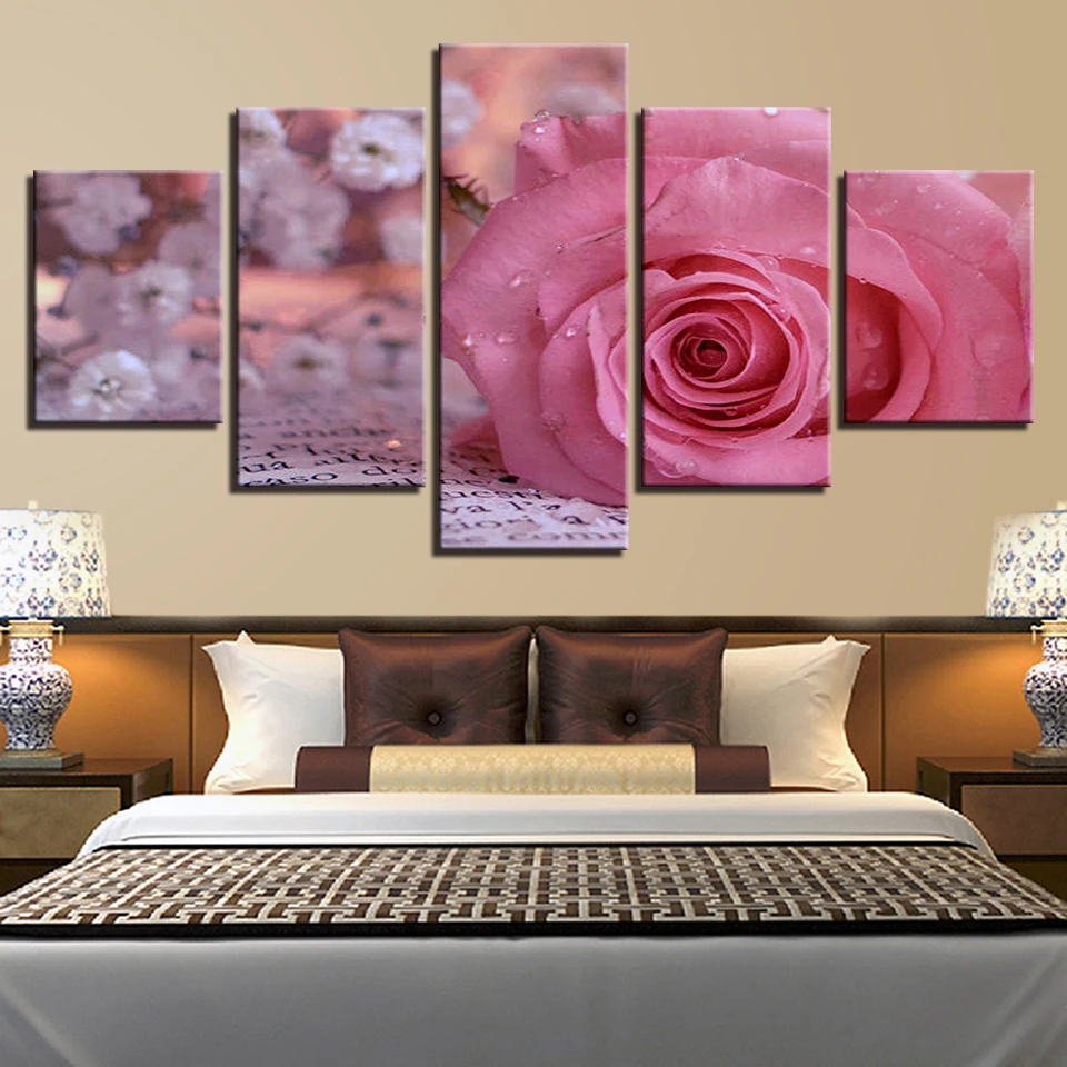 Flower Poster Rose Red Yellow White Purple Blue Pink Black Wall 5 Pictures Living Room Canvas Painting Art Anime Home Decor 25 | Дом и сад