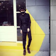 Осень и зима новые мужские комбинезоны комбинезон ноги прилива повседневные брюки с длинными рукавами комбинезон парикмахер большой размер тренд