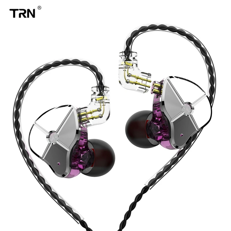 TRN ST1 1DD+ 1BA HiFi наушники 3,5 мм в ухо тяжелый бас Музыка наушники монитор линия управления Спортивная металлическая гарнитура с микрофоном