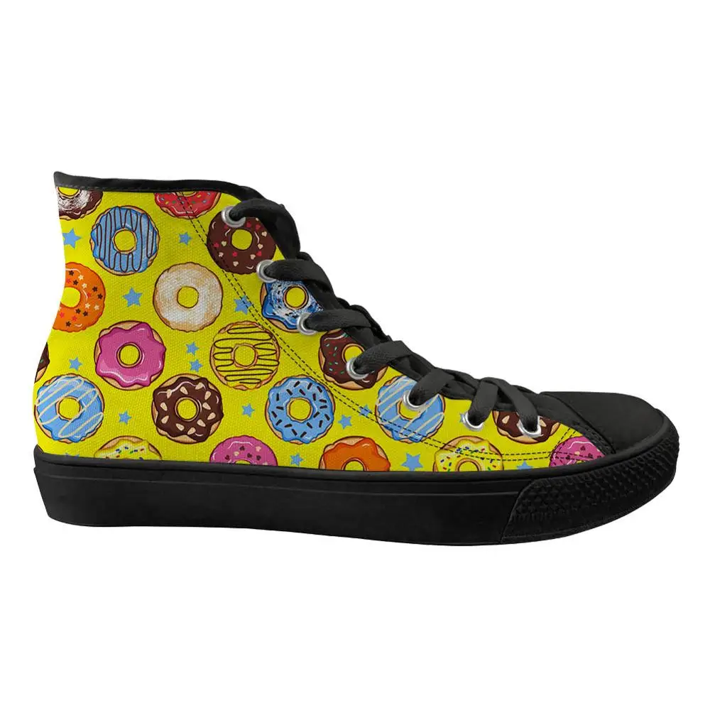 

Doginthehole Customized High Top Sneaker for Girls High Top Sweet Donut Printed Spring Fashion Woman Leisure Drop Shipping Shoes