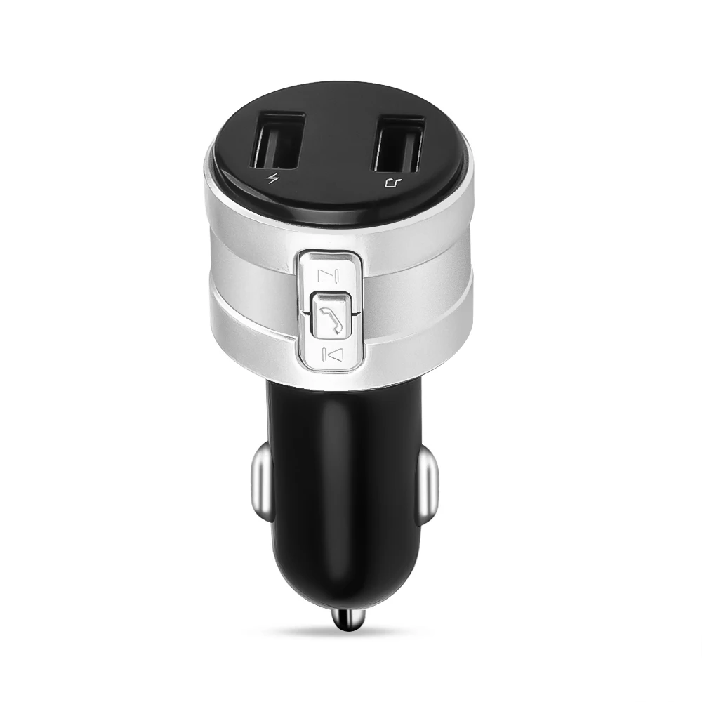Fm-передатчик Bluetooth 4,2 модулятор Handsfree автомобильное зарядное устройство 3.1A двойной USB адаптер Автомобильный MP3-плеер беспроводной аудио приемник черный - Название цвета: Silver